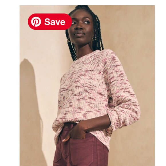 Faherty Painters Crew Sweater In Painted Rose - Medium - Picture 1 of 9